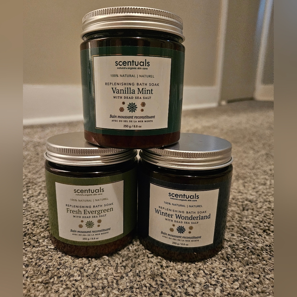 Scentuals Bath Soak Trio - Vanilla Mint, Fresh Evergreen, Winter Wonderland